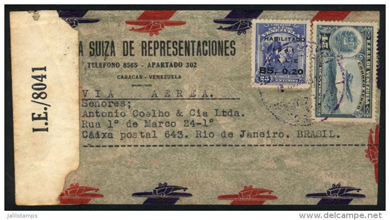 Airmail Cover Sent From Caracas To Rio De Janeiro On 12/AP/1943, Censored At Left, VF! - Venezuela