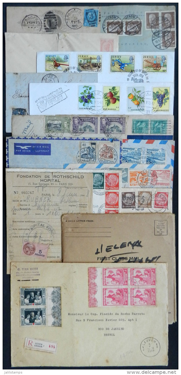 About 14 Covers Of Varied Countries And Countries, Also A Fonopost Record Of USA And French Document With Revenue... - Sonstige & Ohne Zuordnung