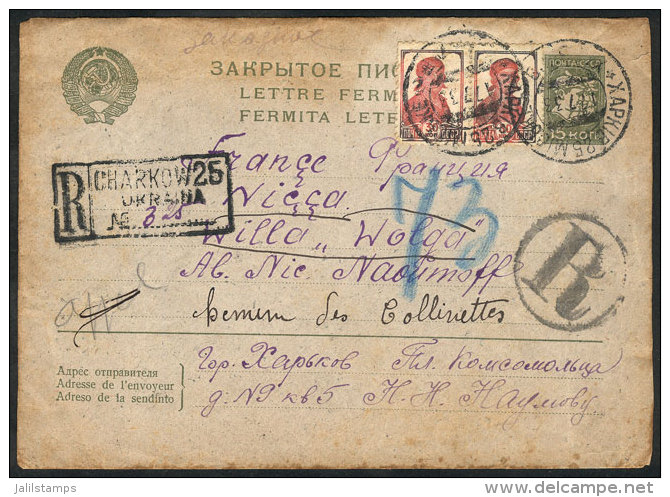 Stationery Envelope Sent By Registered Mail From CHARKOW To France On 17/JUL/1933, Very Interesting! - Ukraine