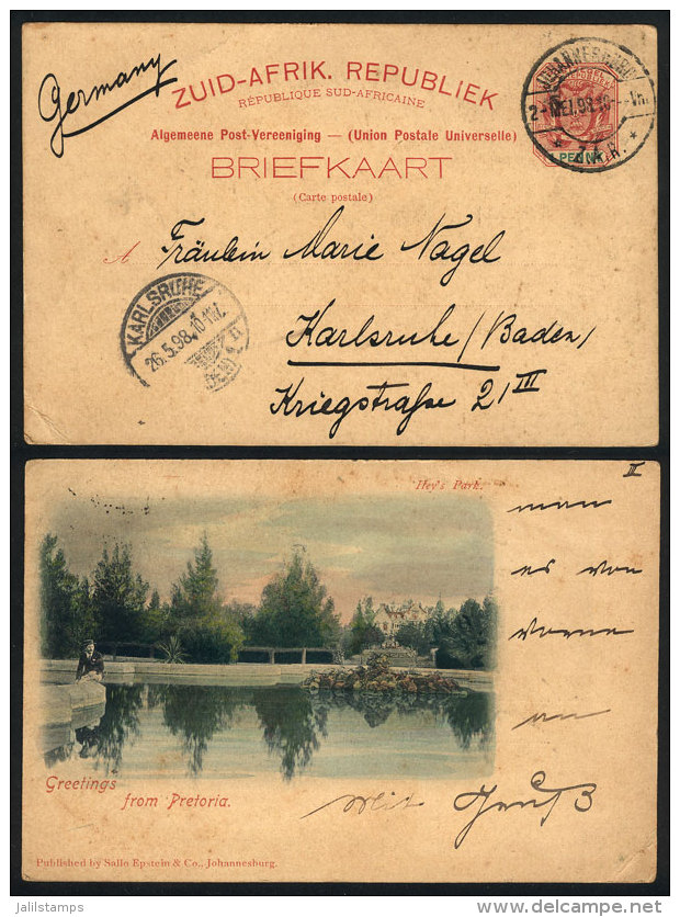 1p. Postal Card Illustrated On Back With View Of "Hey&acute;s Park", Sent From Johannesburg To Germany On... - Transvaal (1870-1909)