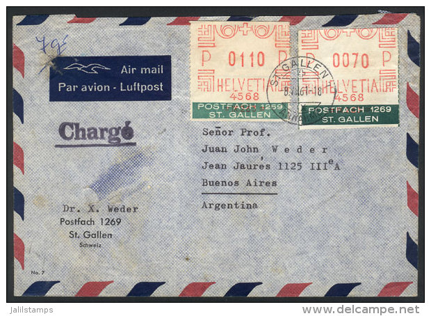 Airmail Cover Sent From St.Gallen To Argentina On 8/AU/1961, Franked With Variable Value Stamps, VF! - Other & Unclassified