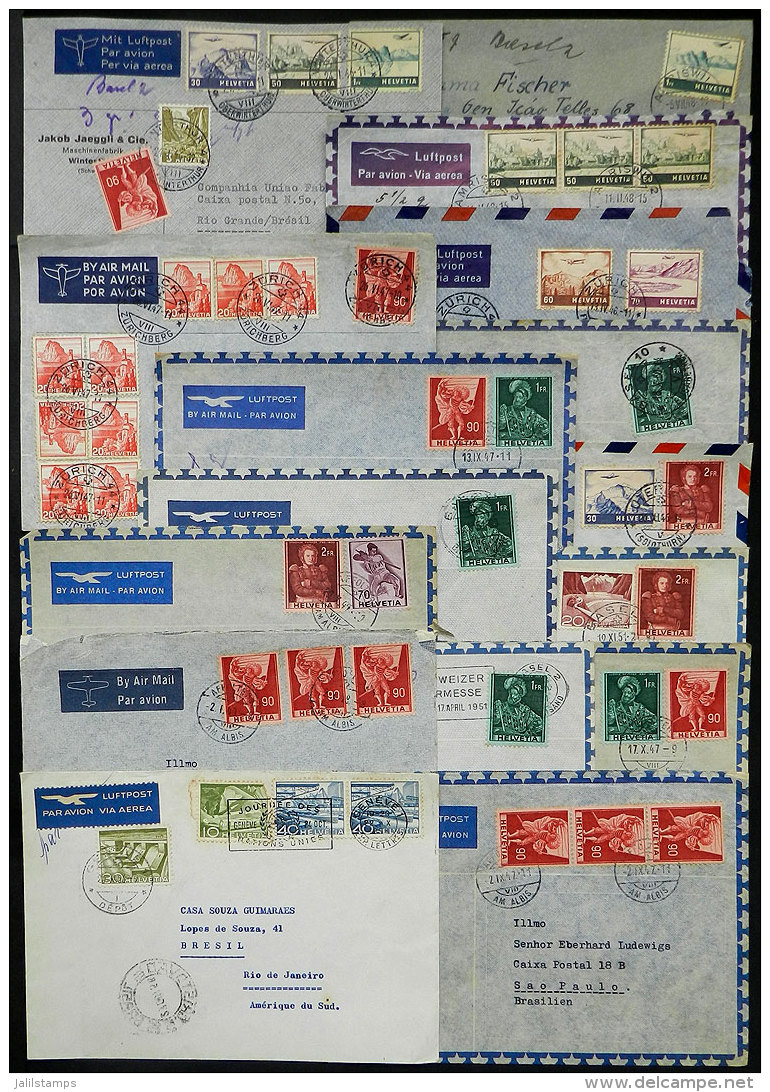 16 Airmail Covers Sent To Brazil Between 1946 And 1956 With Very Nice Postages, VF General Quality! - Andere & Zonder Classificatie