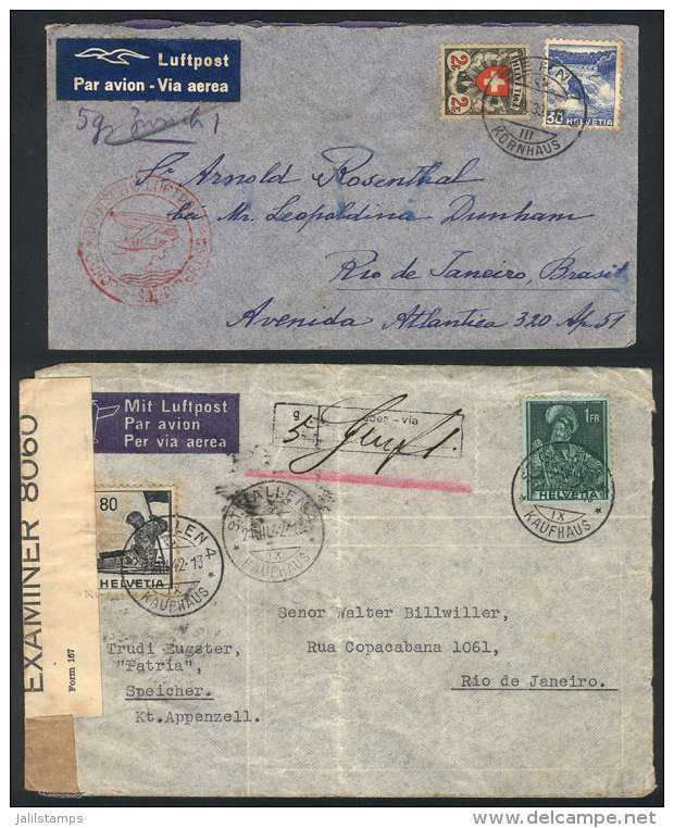 2 Airmail Covers Sent To Brazil In 1939 And 1942, Very Nice! - Other & Unclassified