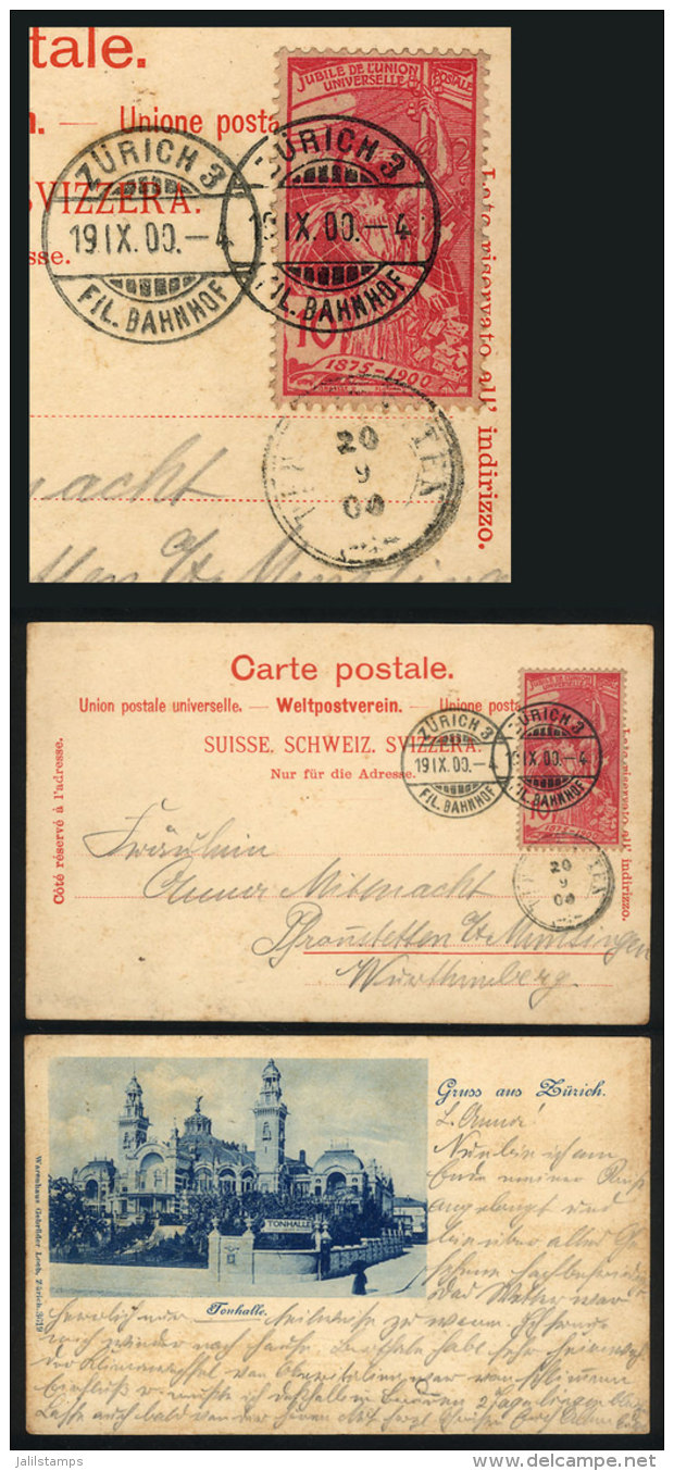 Postcard (Tonhalle, Zürich) Franked With 10c. Of The Issue Commemorating UPU 25th Anniversary, Posted On... - Other & Unclassified