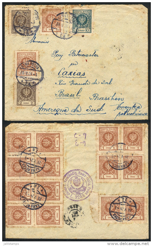 Cover With Very Nice Postage On Front And Back, Posted From RAWA RUSKA To Brazil On 28/MAY/1924, Unusual... - Covers & Documents