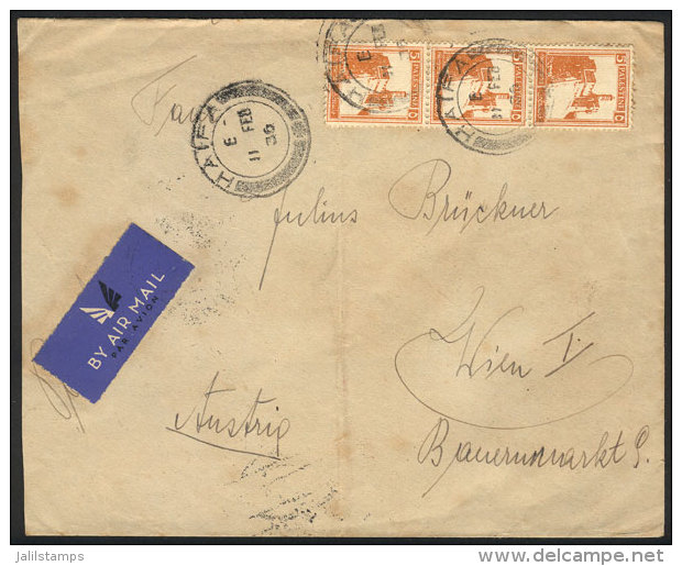 Airmail Cover Sent From HAIFA To Austria On 11/FE/1936, Very Nice! - Palestine