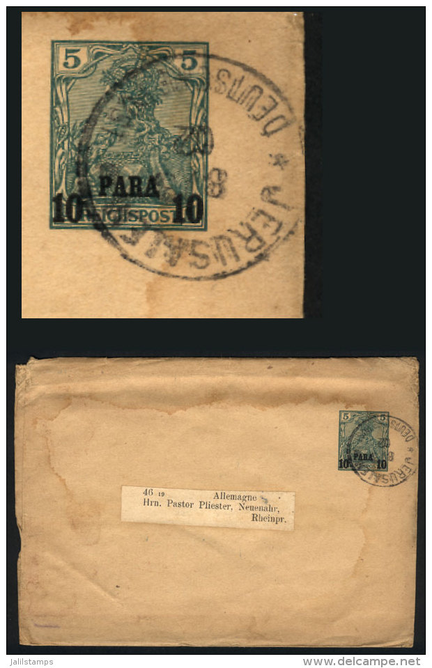 10pa. Wrapper Of German Levant, Sent From JERUSALEM To Germany On 8/MAR/1902, Minor Defects, Low Start! - Palestine