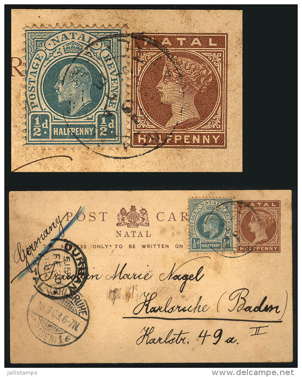 &frac12;p. Postal Card + &frac12;p., Sent From NORWOOD To Germany On 20/FE/1903, Very Nice! - Natal (1857-1909)