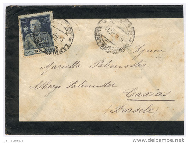 Mourning Cover Sent To Brazil On 19/OC/1926 Franked With 1.25L. (Sc.177 ALONE), Very Nice! - Autres & Non Classés