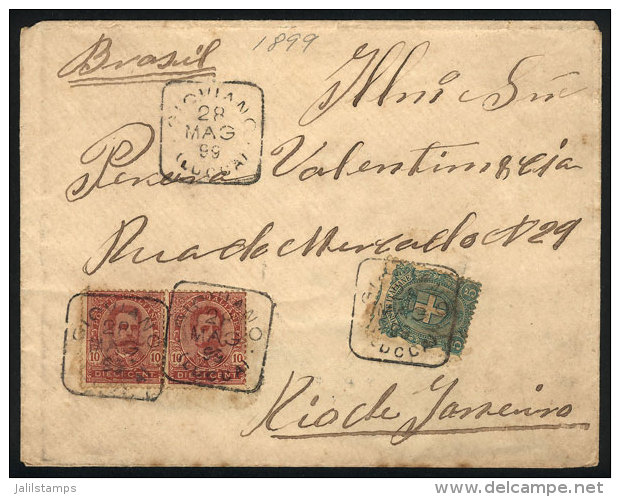Cover Sent To Rio De Janeiro On 28/MAY/1899 Franked With 25c., With Interesting Cancel Of GIOVIANO - LUCCA, Minor... - Other & Unclassified