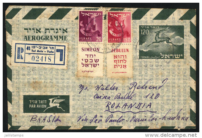 Uprated Aerogram Sent From Ramot Hashavim To Brazil On 3/MAR/1956, Very Nice! - Other & Unclassified