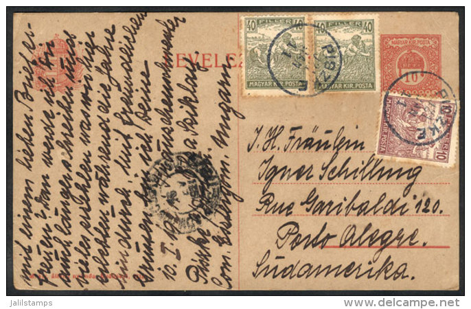 Uprated Postal Card Sent From Piszke To Brazil On 11/JA/1921, Very Nice! - Briefe U. Dokumente