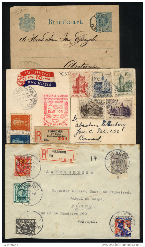 Registered Cover + 2 Cards Mailed Between 1880 And 1951, One With Minor Defects, Interesting! - Postal History