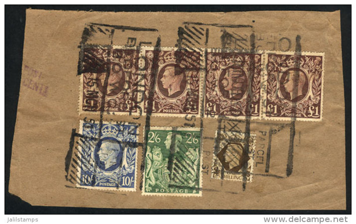 Fragment Of Parcel Post Cover Used On 15/MAR/1951 With Large Franking, VF Quality And Very Nice! - Sonstige & Ohne Zuordnung