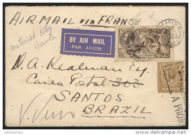 Airmail Cover Sent From Earl&acute;s Court To Brazil On 27/SE/1933, Very Nice! - Other & Unclassified