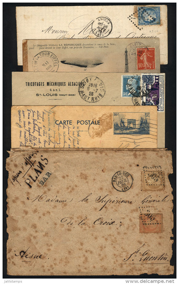 5 Covers Or Cards Used Between 1866 And 1945, Mixed Quality (some With Defects), Interesting! - Other & Unclassified