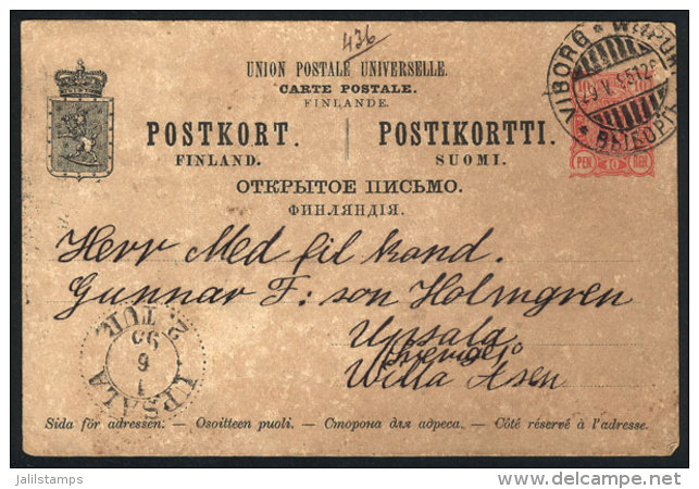 Postal Card Sent From Viborg To Uppsala On 29/MAY/1895, Very Nice! - Other & Unclassified