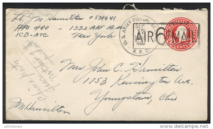 2c. Stationery Envelope Surcharged "AIR 6c. MAIL", Sent By Military Mail (A.P.O.) To Youngstown On 17/SE/1945,... - Postal History