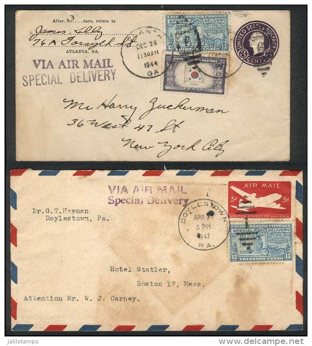 2 Covers Sent By Express Mail In 1944 And 1947, Interesting! - Poststempel