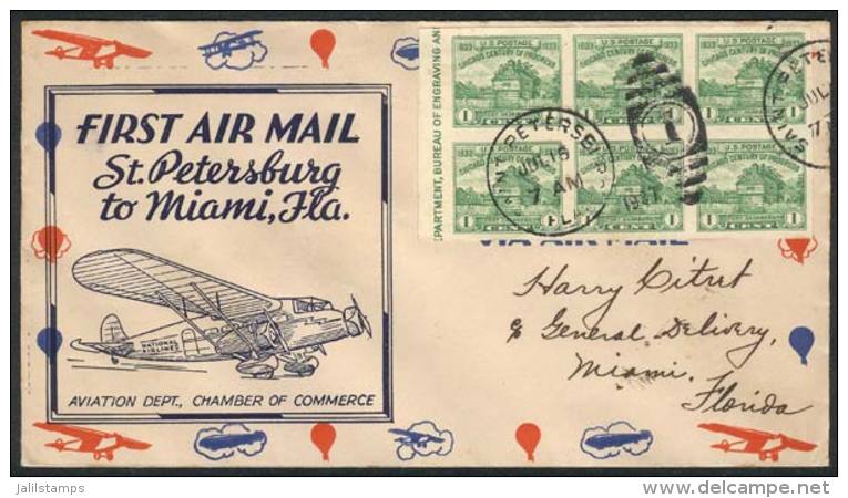 16/JUL/1937 First Flight St. Petersburg - Miami, VF Quality! - Postal History