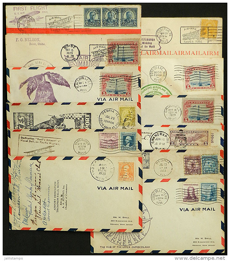 1926 To 1935: 12 FIRST FLIGHT Or Special Flight Covers, Some SIGNED By The Pilot, Etc., Fine To Very Fine General... - Poststempel