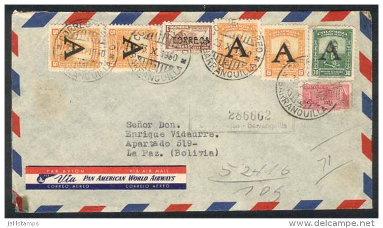 Airmail Cover With Nice Postage Sent From Barranquilla To La Paz (Bolivia) On 23/OC/1950, Interesting! - Colombia