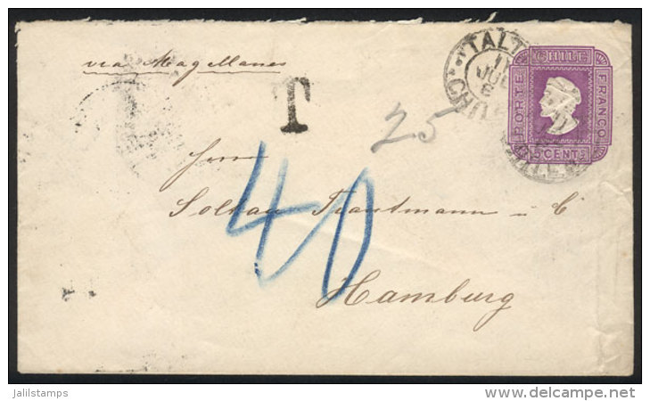 5c. Stationery Envelope Sent From TALTAL To Germany On 11/JUL/1893 (postmark With The Date Ill-arranged), With... - Chili