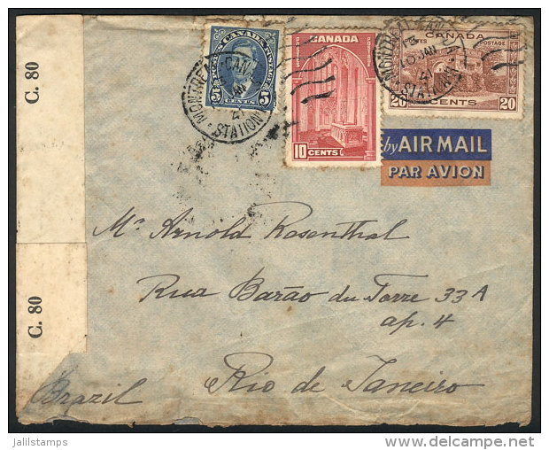 Airmail Cover Sent From Montreal To Rio De Janeiro On 10/JA/1941 Franked With 35c., Very Nice! - Covers & Documents