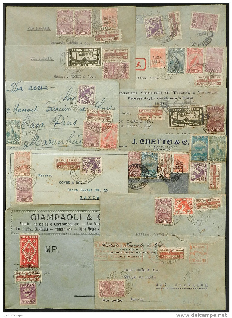 12 Airmail Covers Used In 1933/4, Most Posted To BAHIA, With Nice Postages, Interesting Lot For The Specialist! - Briefe U. Dokumente