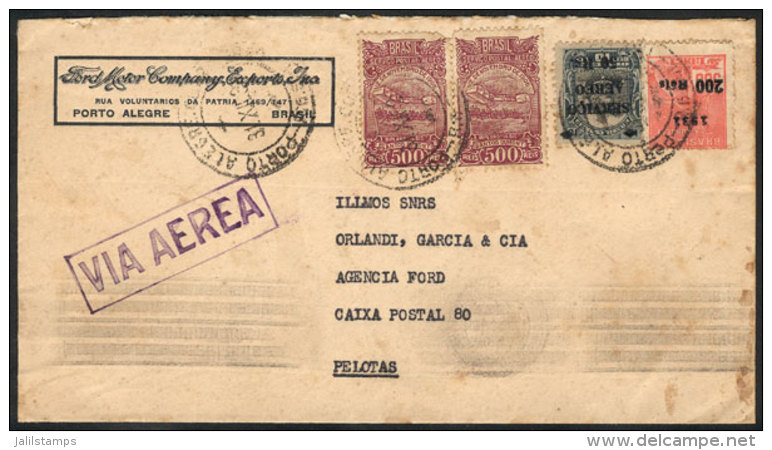 Airmail Cover Sent From Porto Alegre To Pelotas On 31/DE/1932 By PANAIR, Very Nice. - Covers & Documents