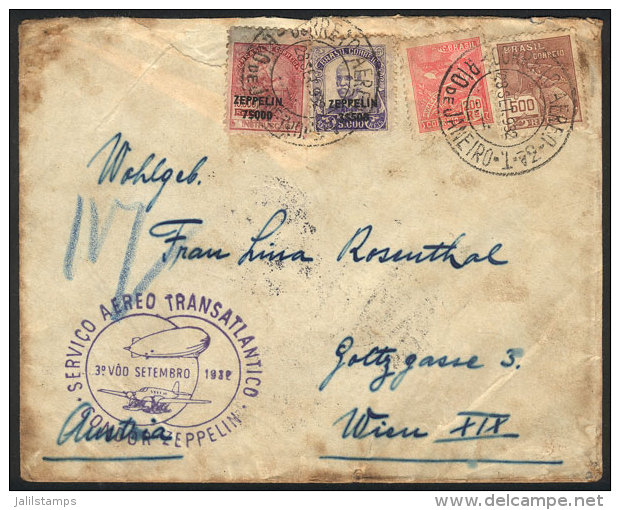 Airmail Cover Sent By ZEPPELIN From Rio To Austria On 28/SE/1932, Low Start! - Lettres & Documents