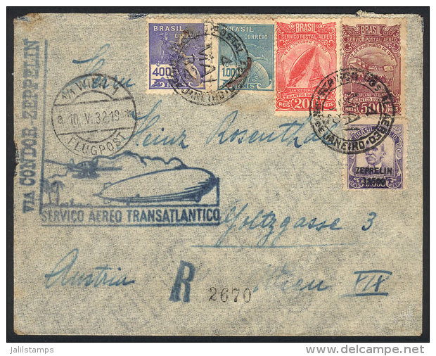 Airmail Cover Sent By ZEPPELIN From Rio To Austria On 4/MAY/1932, Very Nice! - Briefe U. Dokumente