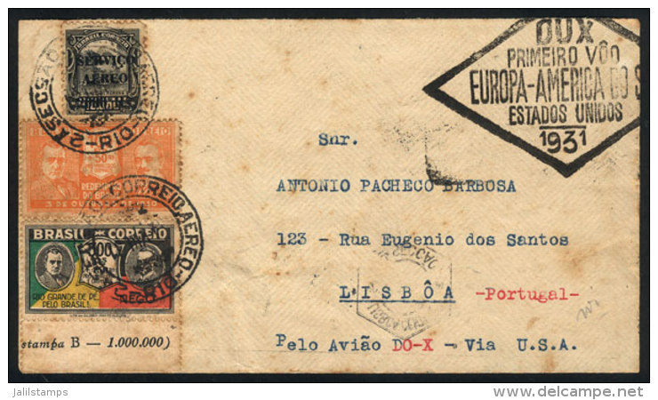 1/AU/1931 Rio De Janeiro - Portugal, First Flight Of The DO-X Seaplane (to USA), Very Nice! - Covers & Documents