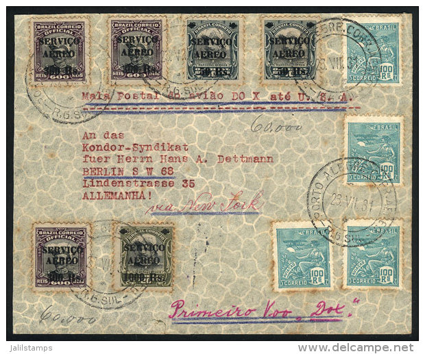 23/JUL/1931 Porto Alegre - Germany, First Flight Of The DO-X Seaplane (to USA, Special Handstamp Of The Flight On... - Covers & Documents