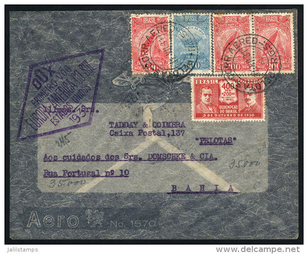 17/JUL/1931 Pelotas - Bahia, First Flight Of The DO-X Seaplane, VF Quality! - Covers & Documents