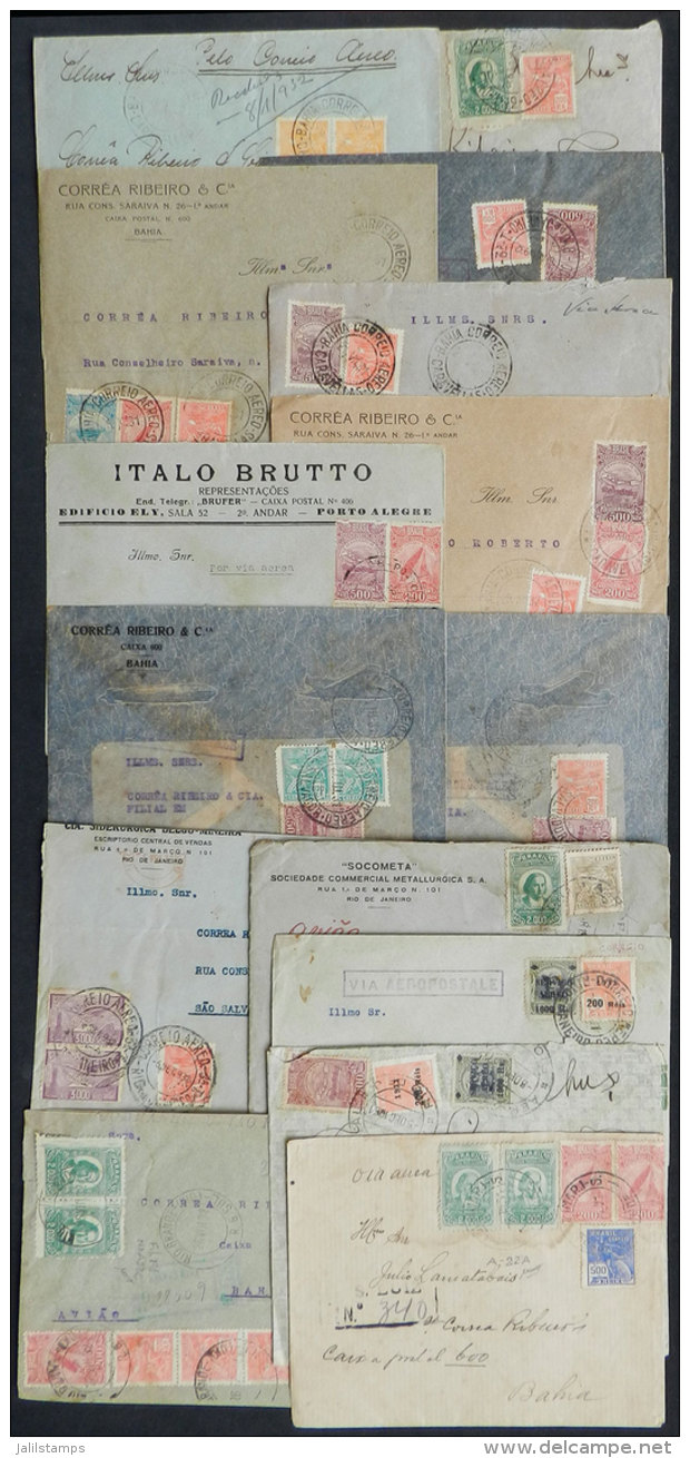 15 Airmail Covers Sent To The State Of Bahia In 1931 And 1932, Nice Postages And Cancels! - Covers & Documents