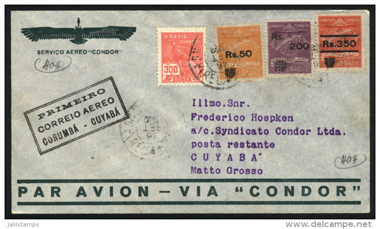 16/SE/1930 Corumbá - Cuyabá, First Flight Via CONDOR, Cover Franked By Sc.1CL10/12 + Another Value,... - Covers & Documents