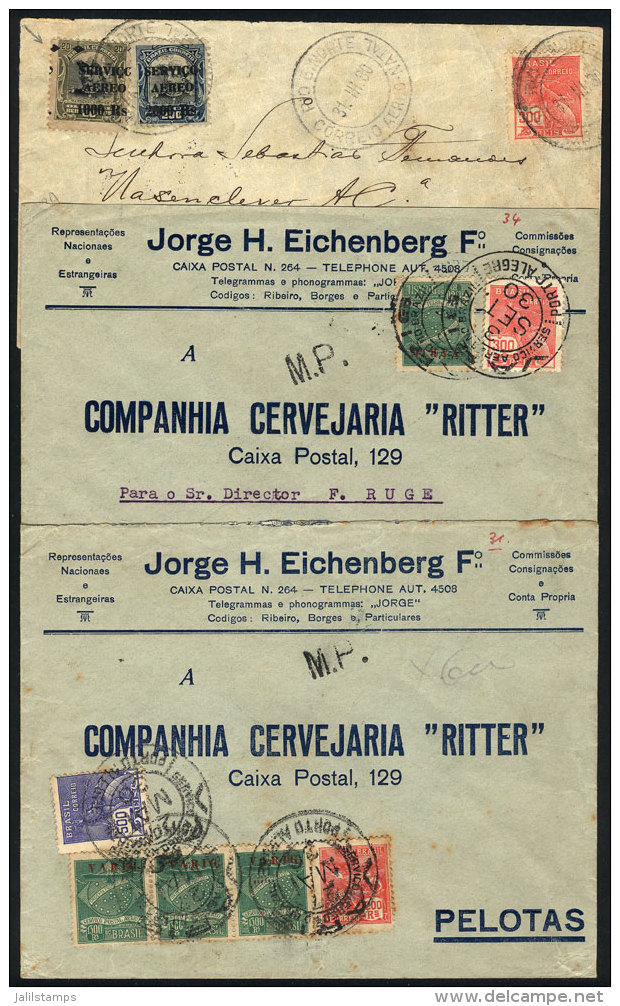 3 Airmail Cover Flown In 1930 With Nice Postages! - Briefe U. Dokumente