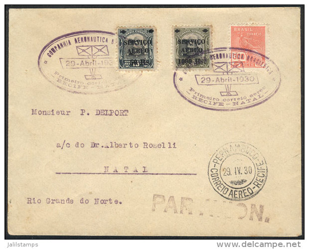 29/AP/1930 First Flight Recife - Natal, Via C.A.B., Very Fine Quality! - Covers & Documents