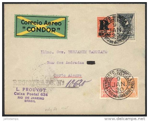 Registered Airmail Cover Sent From Rio To Porto Alegre On 9/JA/1930, Franked With RHM.K-8 + K-11 (Victor Konder)... - Briefe U. Dokumente