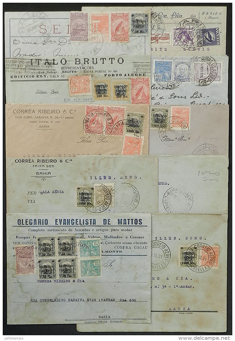 10 Airmail Covers Used Between 1930 And 1936, Varied And Interesting Postages, Various Postmarks And Destinations,... - Covers & Documents