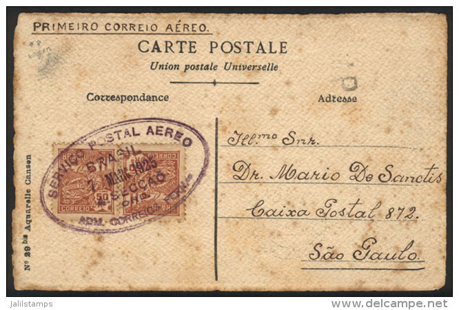 7/MAR/1925 Pernambuco - Rio De Janeiro: Experimental Flight Of LATÉCOERE Airlines, Card With Final... - Covers & Documents