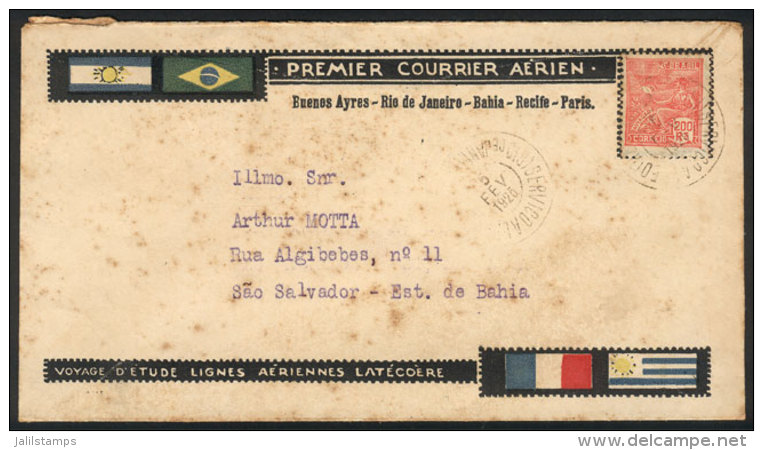 5/FE/1925 Rio De Janeiro - Salvador: Experimental Flight Of LATÉCOERE Airlines, Special Cover With Arrival... - Briefe U. Dokumente