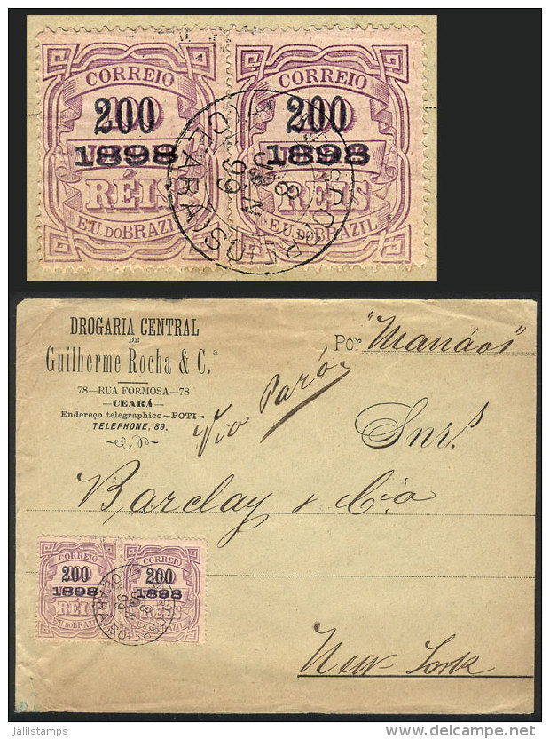 Cover Sent From CEARÁ To New York On 8/JUN/1899, Franked With Pair Sc.137, Excellent Quality! - Briefe U. Dokumente