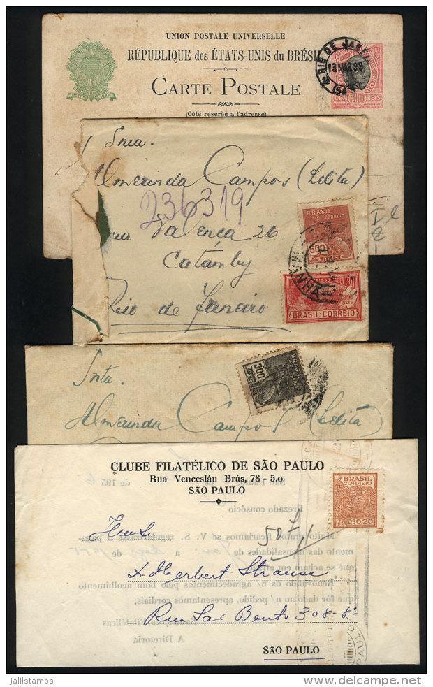 4 Cards Or Covers Used Between 1899 And 1956, Interesting! - Verzamelingen & Reeksen