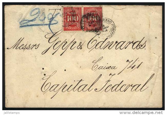 Cover Sent Stampless From MARIANO PROCOPIO To Rio On 3/SE/1897, Dues For 200Rs. Paid With Pair Of Postage Due... - Covers & Documents