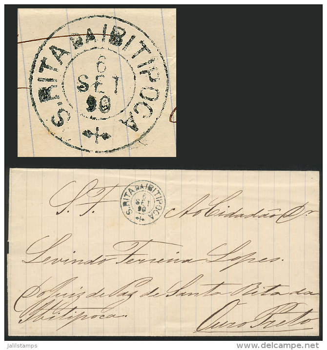 Official Folded Cover Sent Stampless From SANTA RITA DA IBITIPOCA (postmark In Dark Green) To Ouro Preto On... - Covers & Documents
