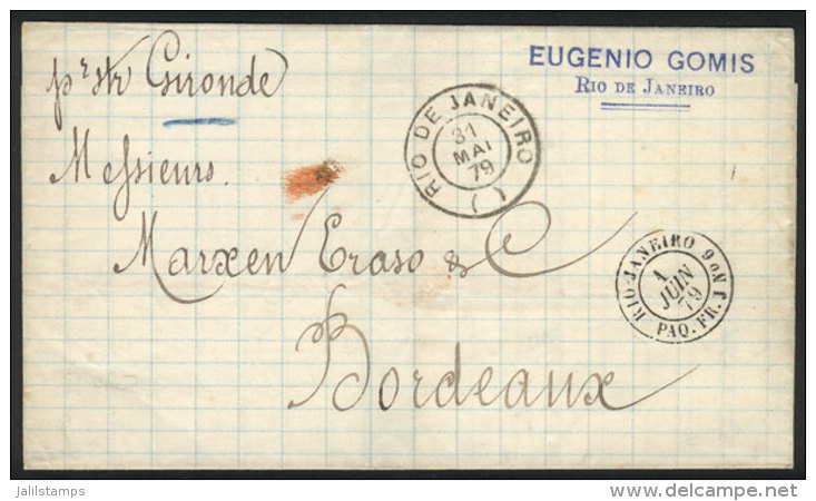 Folded Cover Sent From Rio De Janeiro To Bordeaux On 31/MAY/1879 By French Mail (steamer Gironde), VF Quality! - Covers & Documents