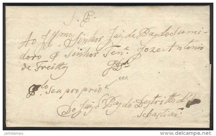 Official Entire Letter Sent From Sao Sebastiao "by Hand" On 30/AU/1834, Interesting! - Prephilately