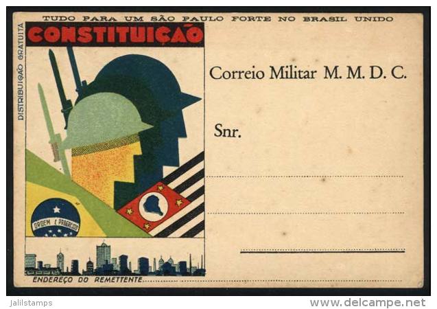 Constitutionalist Campaign Of Sao Paulo And Mato Grosso: RHM.BPR-11, Unused Postal Card, Very Fine Quality! - Postal Stationery